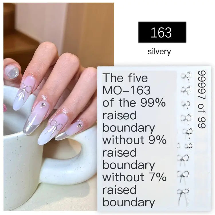 5D Minimalist Embossed Bow Nail Stickers (Black/White/Silver)